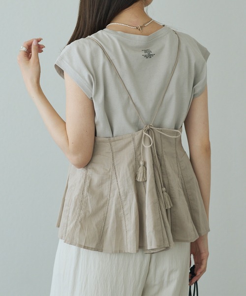 PUAL CE CIN（ピュアルセシン）の「インドボイルハシゴレースキャミブラウス（キャミソール・レディース・オフホワイト/ブラック/ベージュ・FREE）」の11枚目の写真