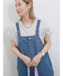 Samansa Mos2 blue | 【USAコットン】アソートフレンチスリーブT(Tシャツ/カットソー)