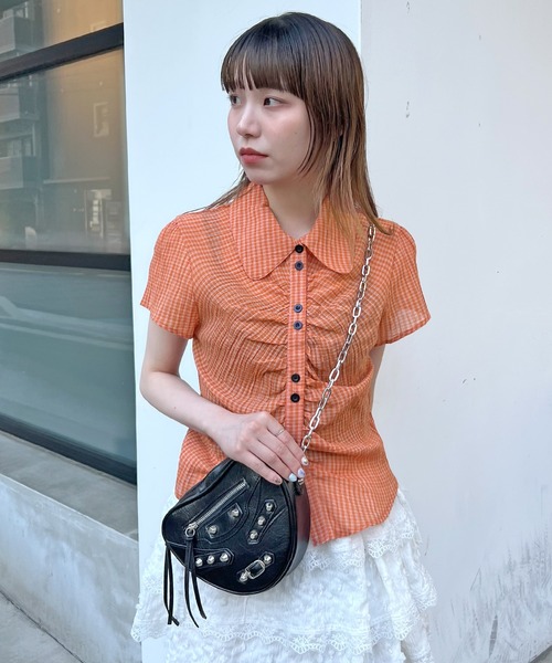 クロップドチェックシャーリングシアーシャツ