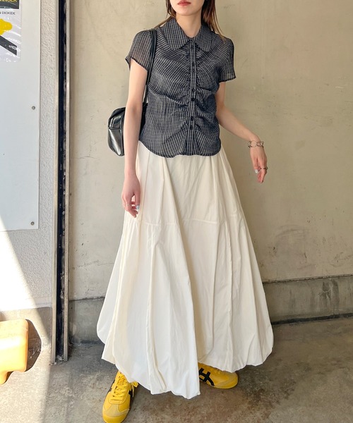 クロップドチェックシャーリングシアーシャツ