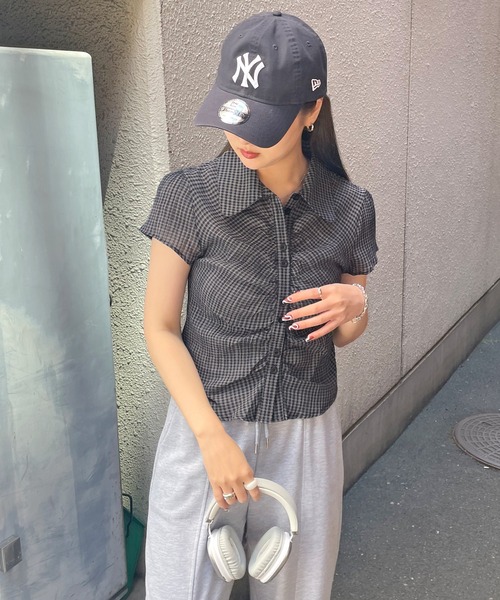 ABYS(アビス)の「クロップドチェックシャーリングシアーシャツ(シャツ/ブラウス・レディース・ホワイト/ネイビー/オレンジ・FREE)」の21枚目の写真