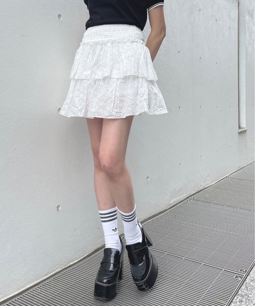 関税込☆セザンヌ★オーガニック綿 レース編み ミニ スカート セザンヌ オーガニックコットン レース編み ミニ スカート