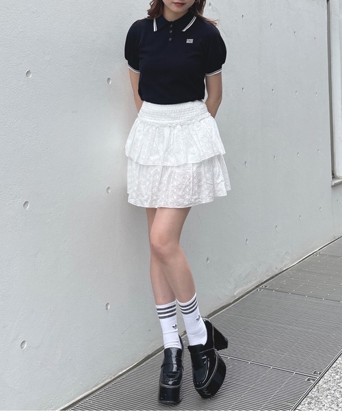 【関税込み】LESET オフホワイト Lucy ミニスカート セール】コットンレースミニスカート（スカート）｜one way