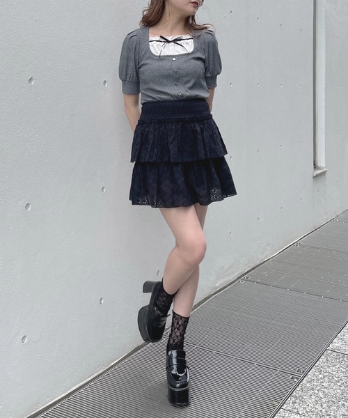 【関税込み】Carven ミニスカート セール】コットンレースミニスカート（スカート）｜one way