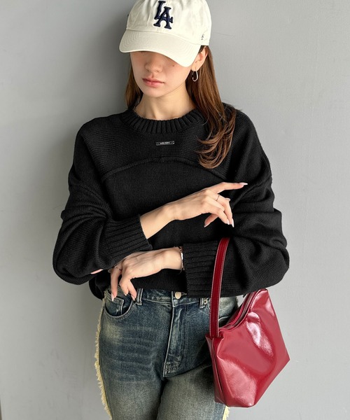 mily bilet(ミウィビレット)の「【mily bilet】ゆるっとシルエットが魅せる、大人の余裕。前後2WAYフロント切り替えニットプルオーバー(長袖)(ニット/セーター・レディース・グレー/レッド/アイボリー/ブラック・X-LARGE/SMALL/MEDIUM/LARGE)」の20枚目の写真
