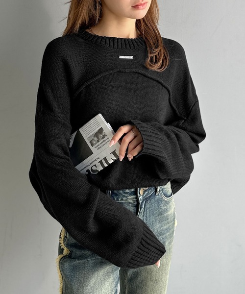 mily bilet(ミウィビレット)の「【mily bilet】ゆるっとシルエットが魅せる、大人の余裕。前後2WAYフロント切り替えニットプルオーバー(長袖)(ニット/セーター・レディース・グレー/レッド/アイボリー/ブラック・X-LARGE/SMALL/MEDIUM/LARGE)」の21枚目の写真