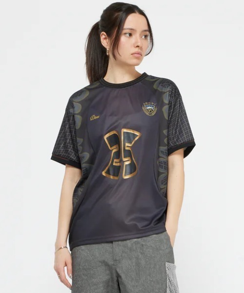 【関税込み】Dime ブルー＆グレー Holy Flame Jersey トップス セール】Dime/ダイム/HOLY FLAME JERSEY（Tシャツ/カットソー