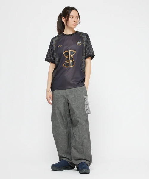 【関税込み】Dime ブルー&グレー Holy Flame Jersey トップス セール】Dime/ダイム/HOLY FLAME JERSEY(Tシャツ/カットソー