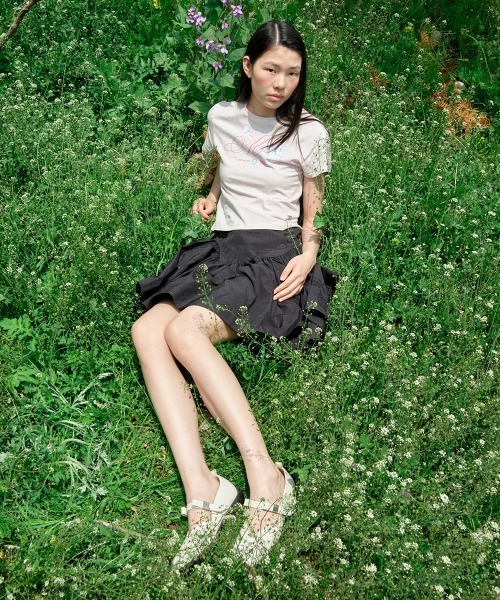 ROCKFISH WEATHERWEAR（ロックフィッシュウェザーウェア）の「[X MINJUKIM] BLISS RIBBON SNEAKERS（バレエシューズ・レディース・ピンク/チャコール/ブラック/クリーム・25.0cm/24.5cm/24.0cm/23.5cm/23.0cm）」の19枚目の写真