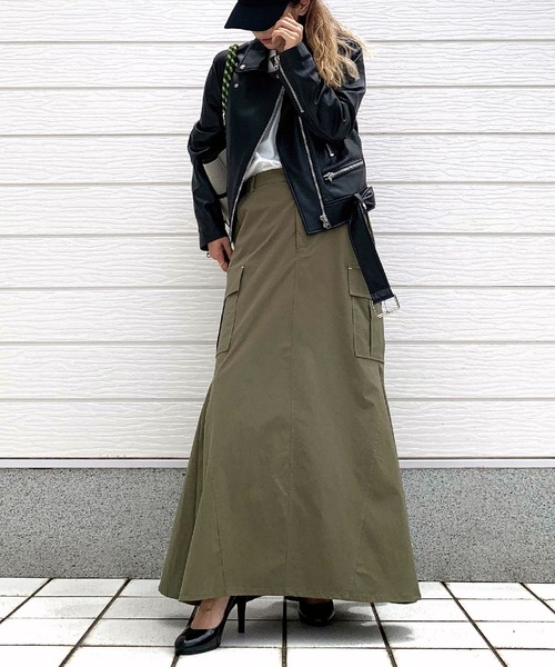 Q(キュー)の「ミリタリーマーメイドスカート(スカート・レディース・チャコールグレー/オリーブ/ピンクベージュ・MEDIUM)」の10枚目の写真