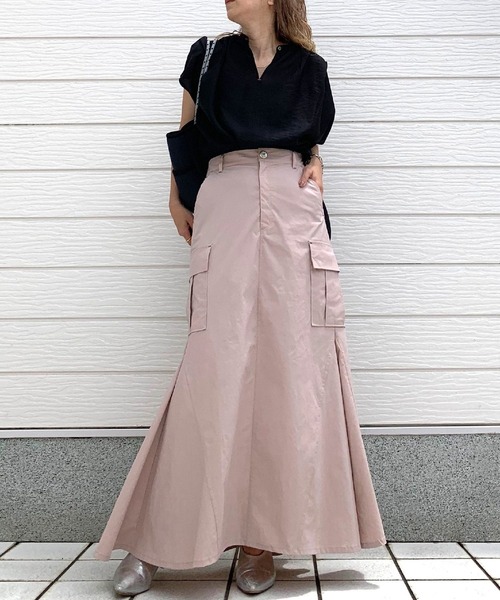 Q(キュー)の「ミリタリーマーメイドスカート(スカート・レディース・チャコールグレー/オリーブ/ピンクベージュ・MEDIUM)」の13枚目の写真