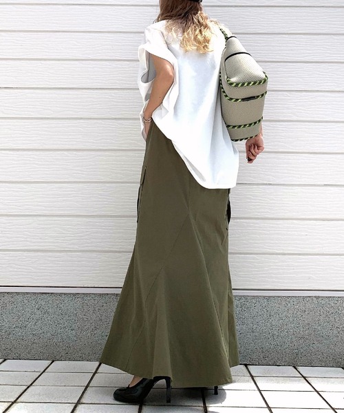 Q(キュー)の「ミリタリーマーメイドスカート(スカート・レディース・チャコールグレー/オリーブ/ピンクベージュ・MEDIUM)」の8枚目の写真