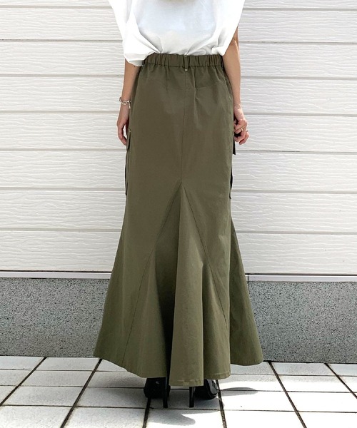 Q(キュー)の「ミリタリーマーメイドスカート(スカート・レディース・チャコールグレー/オリーブ/ピンクベージュ・MEDIUM)」の6枚目の写真