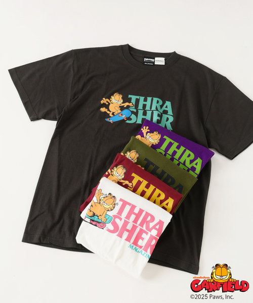 THRASHER(スラッシャー)の「Garfield × THRASHER 別注 プリントTシャツ(Tシャツ/カットソー・メンズ・ブラック系その他/カーキ/ホワイト/ボルドー/パープル・MEDIUM/LARGE)」の8枚目の写真