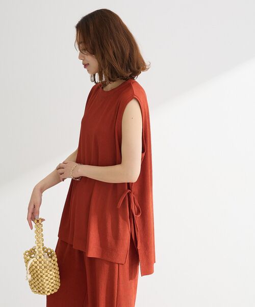 Green　Parks（グリーンパークス）の「サイドリボンノースリーブチュニック（チュニック・レディース・ライトイエロー/グレー/ブラック/オレンジ・FREE）」の17枚目の写真