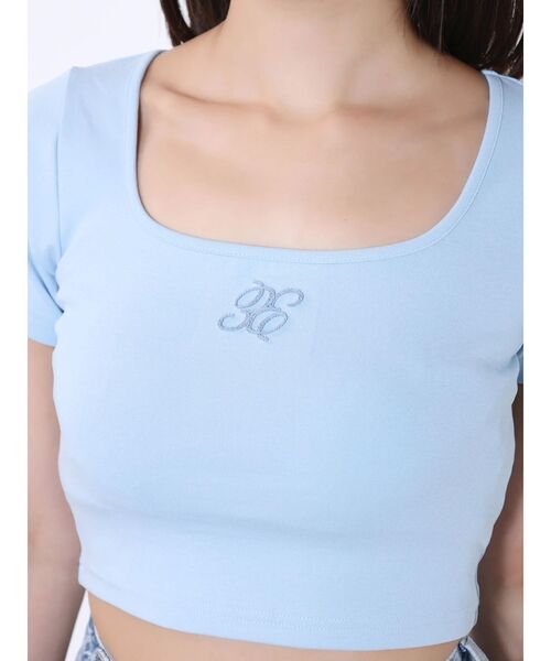 EATME(イートミー)の「スクエアネックコンパクトTシャツ(Tシャツ/カットソー・レディース・オフホワイト/ブルー/ピンク・FREE)」の2枚目の写真