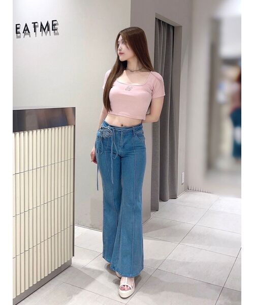 EATME(イートミー)の「スクエアネックコンパクトTシャツ(Tシャツ/カットソー・レディース・オフホワイト/ブルー/ピンク・FREE)」の18枚目の写真