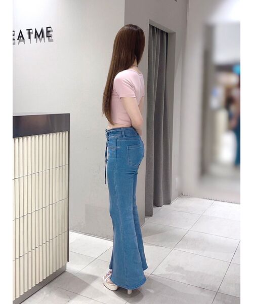 EATME(イートミー)の「スクエアネックコンパクトTシャツ(Tシャツ/カットソー・レディース・オフホワイト/ブルー/ピンク・FREE)」の20枚目の写真