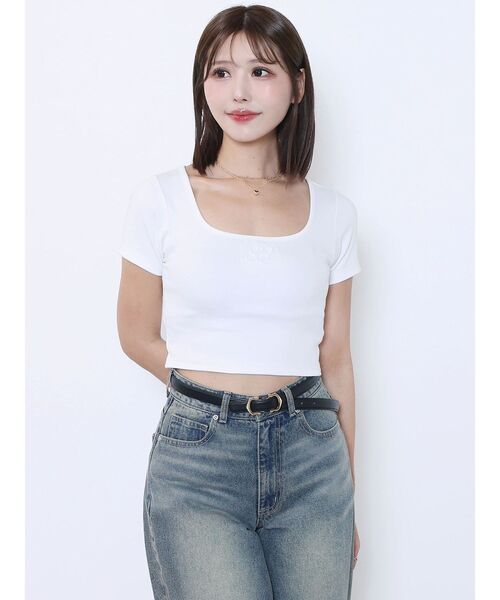 EATME（イートミー）の「スクエアネックコンパクトＴシャツ（Tシャツ/カットソー・レディース・オフホワイト/ブルー/ピンク・FREE）」の10枚目の写真