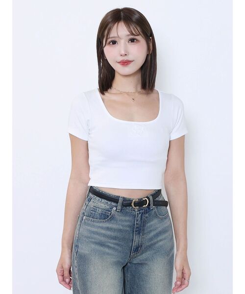 EATME（イートミー）の「スクエアネックコンパクトＴシャツ（Tシャツ/カットソー・レディース・オフホワイト/ブルー/ピンク・FREE）」の11枚目の写真