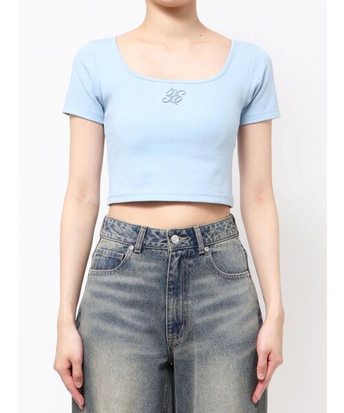 EATME(イートミー)の「スクエアネックコンパクトTシャツ(Tシャツ/カットソー・レディース・オフホワイト/ブルー/ピンク・FREE)」の4枚目の写真