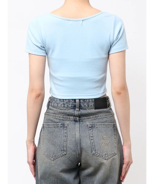 EATME(イートミー)の「スクエアネックコンパクトTシャツ(Tシャツ/カットソー・レディース・オフホワイト/ブルー/ピンク・FREE)」の6枚目の写真