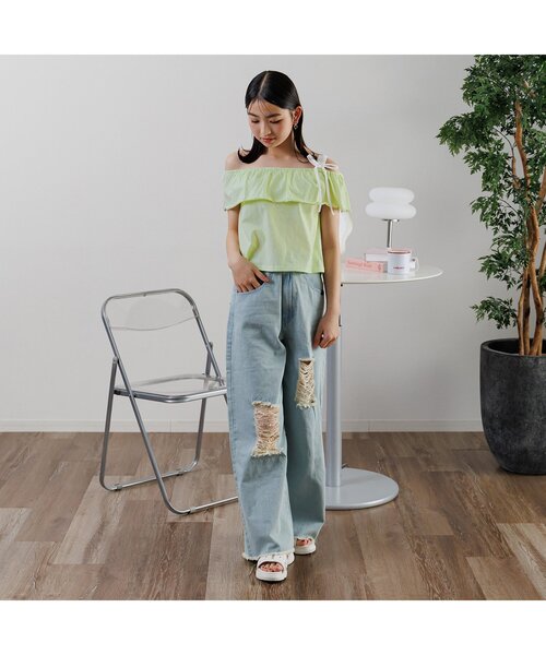 algy（アルジー）の「ワンショルガーリーT（Tシャツ/カットソー・キッズ・ブラック/オフホワイト/ライム・XX-SMALL/X-SMALL/SMALL/MEDIUM）」の12枚目の写真