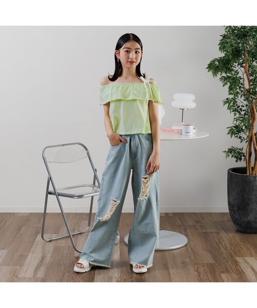 algy（アルジー）の「ワンショルガーリーT（Tシャツ/カットソー・キッズ・ブラック/オフホワイト/ライム・XX-SMALL/X-SMALL/SMALL/MEDIUM）」の11枚目の写真