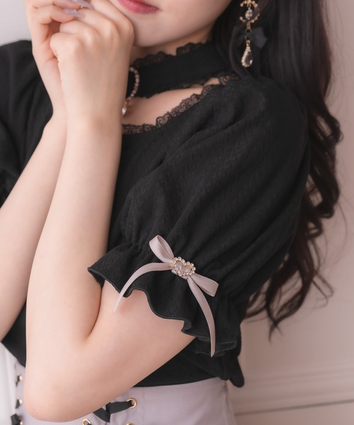 ROJITA（ロジータ）の「バックルチョーカーハートカットトップス（Tシャツ/カットソー・レディース・マルチ/ブラック/ホワイト・FREE）」の10枚目の写真