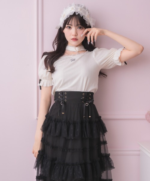 ROJITA（ロジータ）の「バックルチョーカーハートカットトップス（Tシャツ/カットソー・レディース・マルチ/ブラック/ホワイト・FREE）」の5枚目の写真