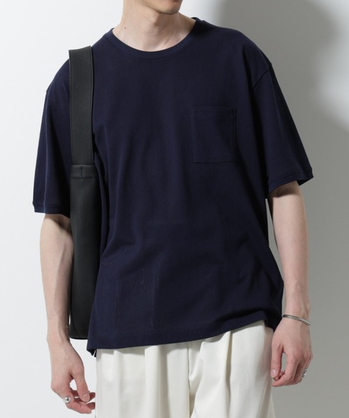 NANO universe(ナノユニバース)の「エアパッセージ ジャージーTシャツ 半袖(Tシャツ/カットソー・メンズ・ブラック/ネイビー/ブラウン・S/M/L)」の1枚目の写真
