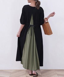 バックスリット切替ロングワンピース