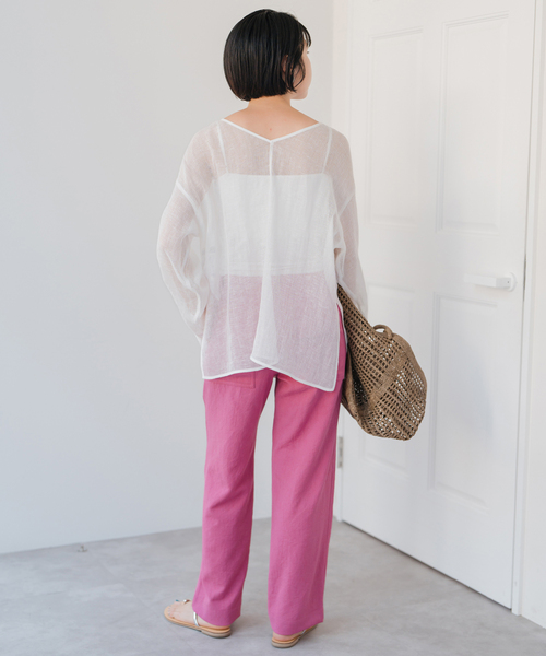 Spick & Span(スピックアンドスパン)の「リネンライクルーズベイカーパンツ(その他パンツ・レディース・ブラック/アイボリー/ピンク・34/36/38)」の5枚目の写真