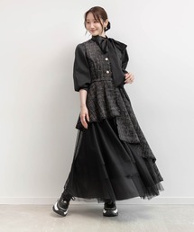 レースプリーツドッキングレイヤードワンピース RANDA ワンピース 「4サイズ展開」レースプリーツドッキング