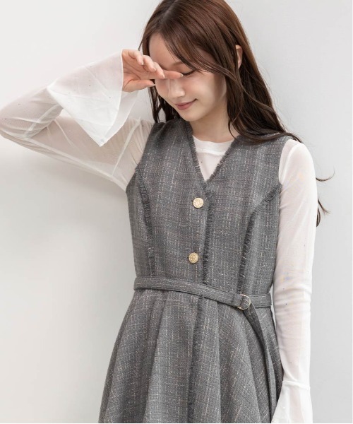 RANDA（ランダ）の「チュールレイヤードジャケットワンピース（ワンピース・レディース・グレー/ブラック/クリーム・2/1/0/00）」の16枚目の写真