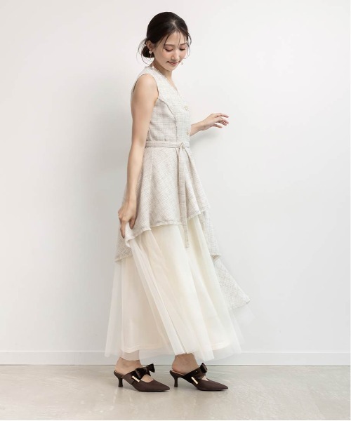 売り切り最終値下げ【RANDA】25ssチュールレイヤードジャケットワンピース RANDA ワンピース チュールレイヤードジャケットワンピース