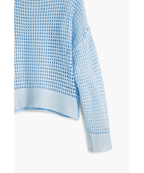 Desigual（デシグアル）の「メタリック透かし編み薄手セーター ニット ブルー（Tシャツ/カットソー・レディース・ブルー・L/M/XS/S/XL）」の2枚目の写真