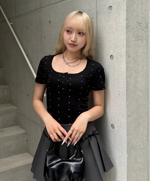 ドットボタンリブトップス（Tシャツ/カットソー）｜Lae（レイ