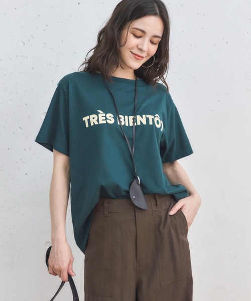 Doux archives(ドゥアルシーヴ)の「フロッキーロゴTee(Tシャツ/カットソー・レディース・チャコールグレー/オフホワイト/グリーン・FREE)」の3枚目の写真