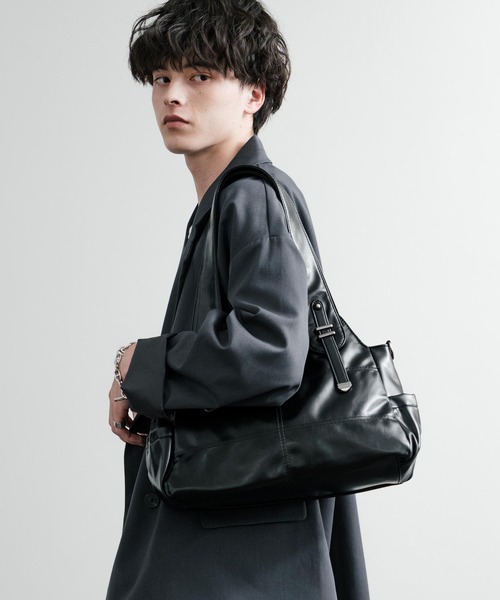 Rocky Monroe（ロッキーモンロー）の「2WAY PUレザーショルダーバック/トートバッグ（ショルダーバッグ・メンズ・ブラウン/ワインレッド/ブラック/キャメル・FREE）」の12枚目の写真