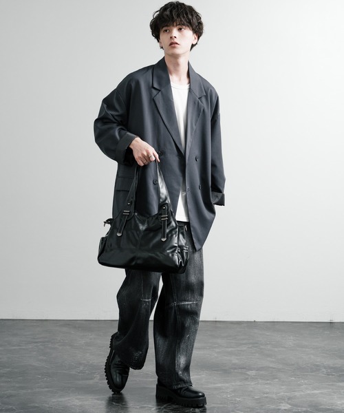 Rocky Monroe（ロッキーモンロー）の「2WAY PUレザーショルダーバック/トートバッグ（ショルダーバッグ・メンズ・ブラウン/ワインレッド/ブラック/キャメル・FREE）」の15枚目の写真