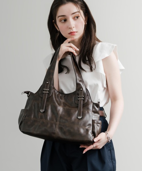 Rocky Monroe（ロッキーモンロー）の「2WAY PUレザーショルダーバック/トートバッグ（ショルダーバッグ・メンズ・ブラウン/ワインレッド/ブラック/キャメル・FREE）」の16枚目の写真