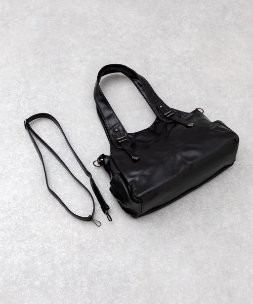 Rocky Monroe（ロッキーモンロー）の「2WAY PUレザーショルダーバック/トートバッグ（ショルダーバッグ・メンズ・ブラウン/ワインレッド/ブラック/キャメル・FREE）」の6枚目の写真