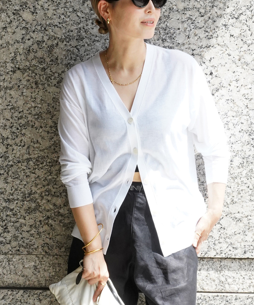 ドゥーズィエムクラス Fine Cotton Vneck Cardigan Fine Cotton Vネック カーディガン(ニット/セーター