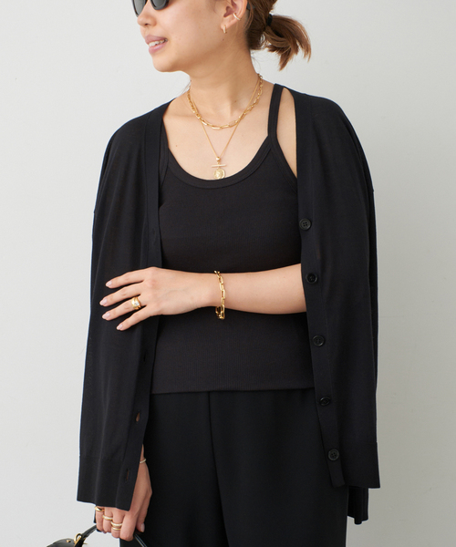 Deuxieme Classe（ドゥーズィエムクラス）の「*Fine Cotton Vネック カーディガン（ニット/セーター・レディース・ホワイト/ブラック・FREE）」の5枚目の写真