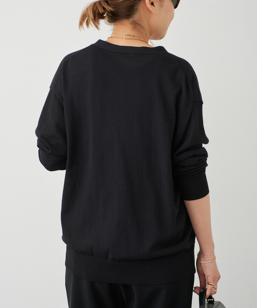 Deuxieme Classe（ドゥーズィエムクラス）の「*Fine Cotton Vネック カーディガン（ニット/セーター・レディース・ホワイト/ブラック・FREE）」の4枚目の写真
