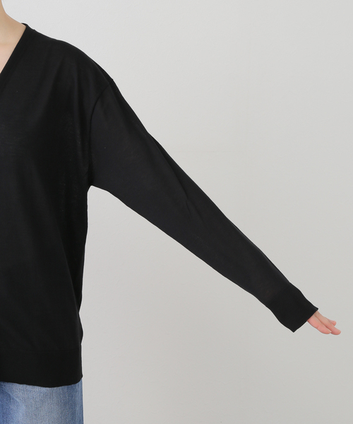 Deuxieme Classe（ドゥーズィエムクラス）の「*Fine Cotton Vネック カーディガン（ニット/セーター・レディース・ホワイト/ブラック・FREE）」の16枚目の写真