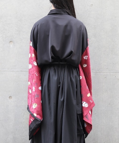 REZEN（リゼン）の「和面プリント和袖シャツ（シャツ/ブラウス・メンズ・ブラック/ライトグレー/ローズ・LARGE/MEDIUM）」の6枚目の写真
