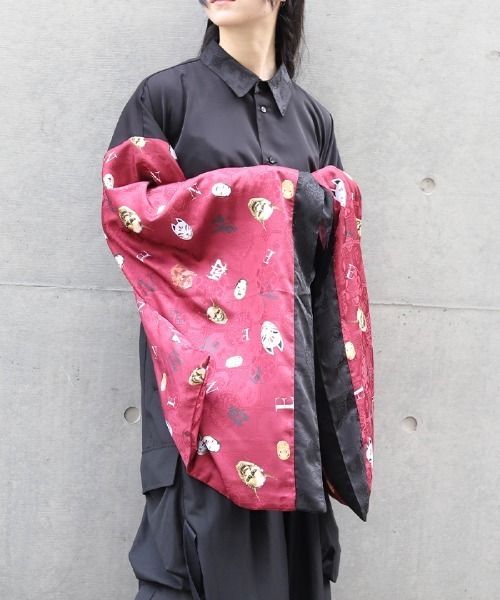 REZEN（リゼン）の「和面プリント和袖シャツ（シャツ/ブラウス・メンズ・ブラック/ライトグレー/ローズ・LARGE/MEDIUM）」の7枚目の写真