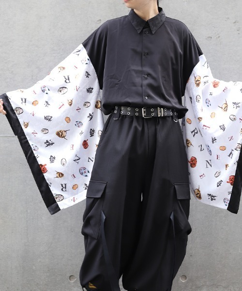 REZEN（リゼン）の「和面プリント和袖シャツ（シャツ/ブラウス・メンズ・ブラック/ライトグレー/ローズ・LARGE/MEDIUM）」の15枚目の写真